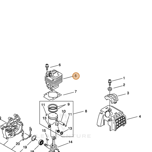 ECHO part 10103456532 — IPL diagram snippet (6x zoom, amber highlight)