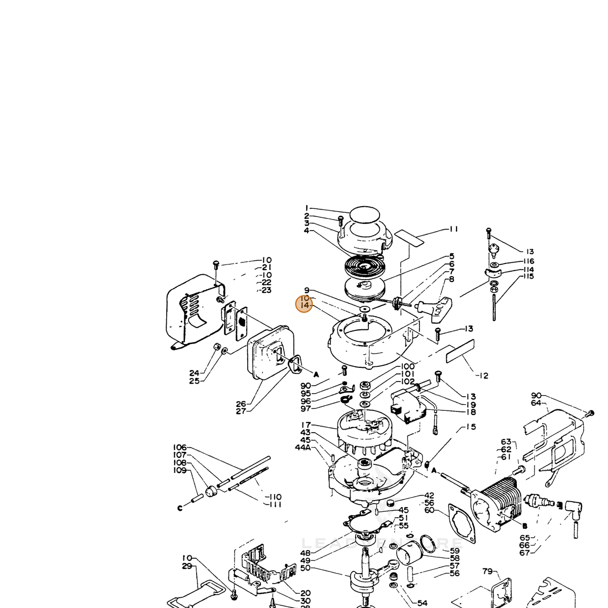 ECHO part 10150202060 — IPL diagram snippet (6x zoom, amber highlight)