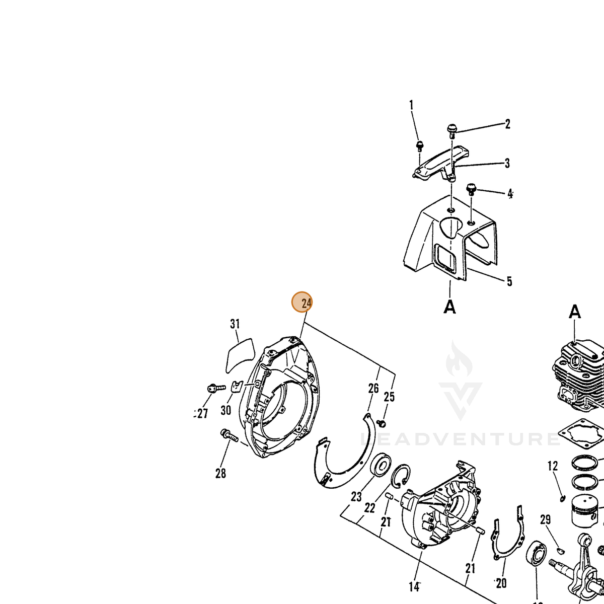 ECHO part 10150351830 — IPL diagram snippet (6x zoom, amber highlight)
