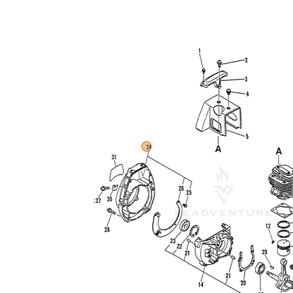 ECHO part 10150351830 — IPL diagram snippet (6x zoom, amber highlight)