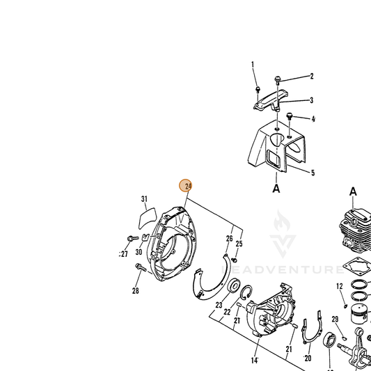 ECHO part 10150351830 — IPL diagram snippet (6x zoom, amber highlight)