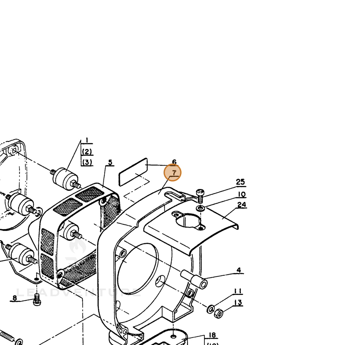 ECHO part 10151104932 — IPL diagram snippet (6x zoom, amber highlight)