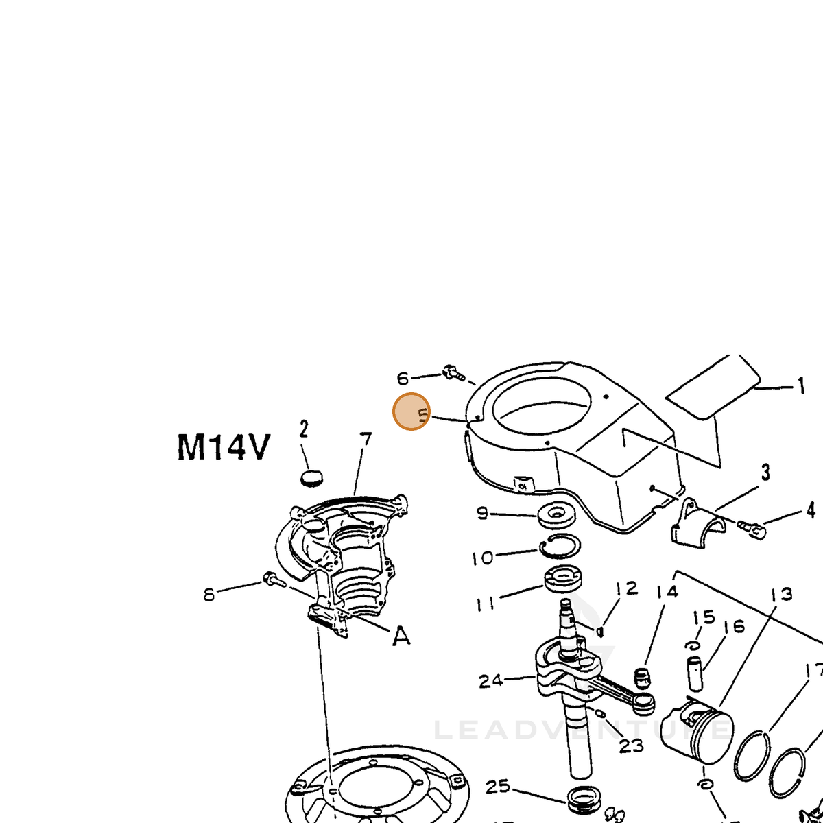 ECHO part 10151111620 — IPL diagram snippet (6x zoom, amber highlight)