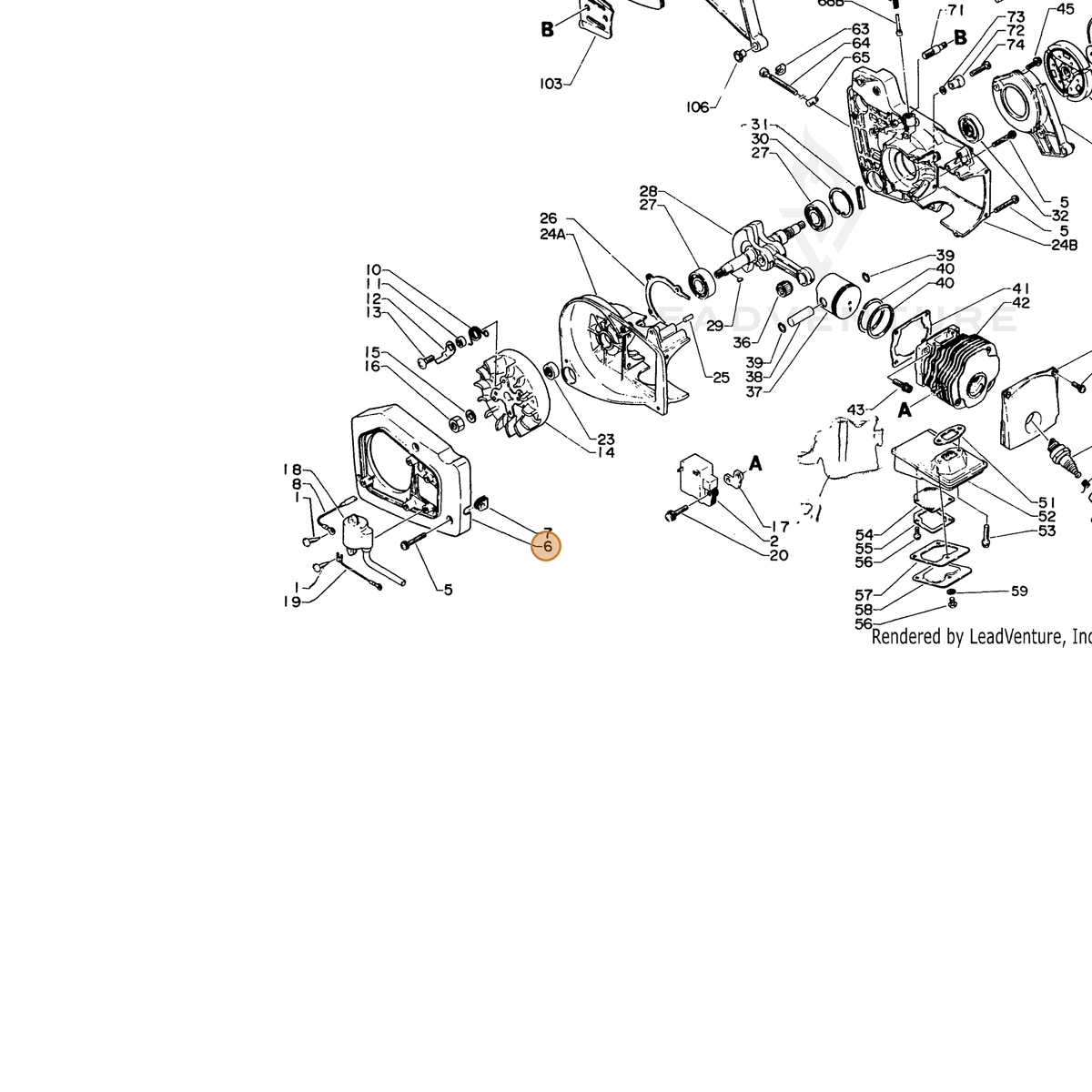 ECHO part 10151115830 — IPL diagram snippet (6x zoom, amber highlight)