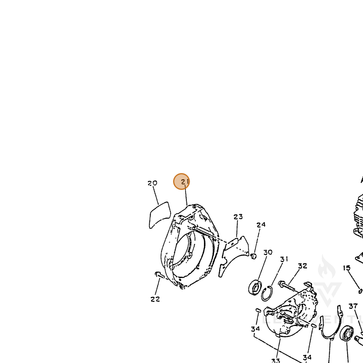 ECHO part 10151149130 — IPL diagram snippet (6x zoom, amber highlight)