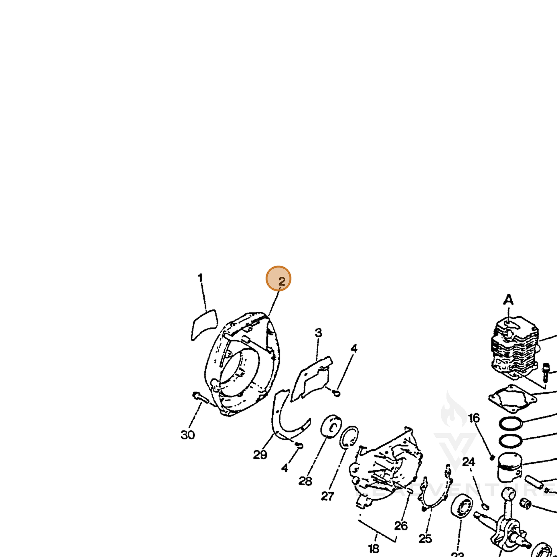 ECHO part 10151149330 — IPL diagram snippet (6x zoom, amber highlight)
