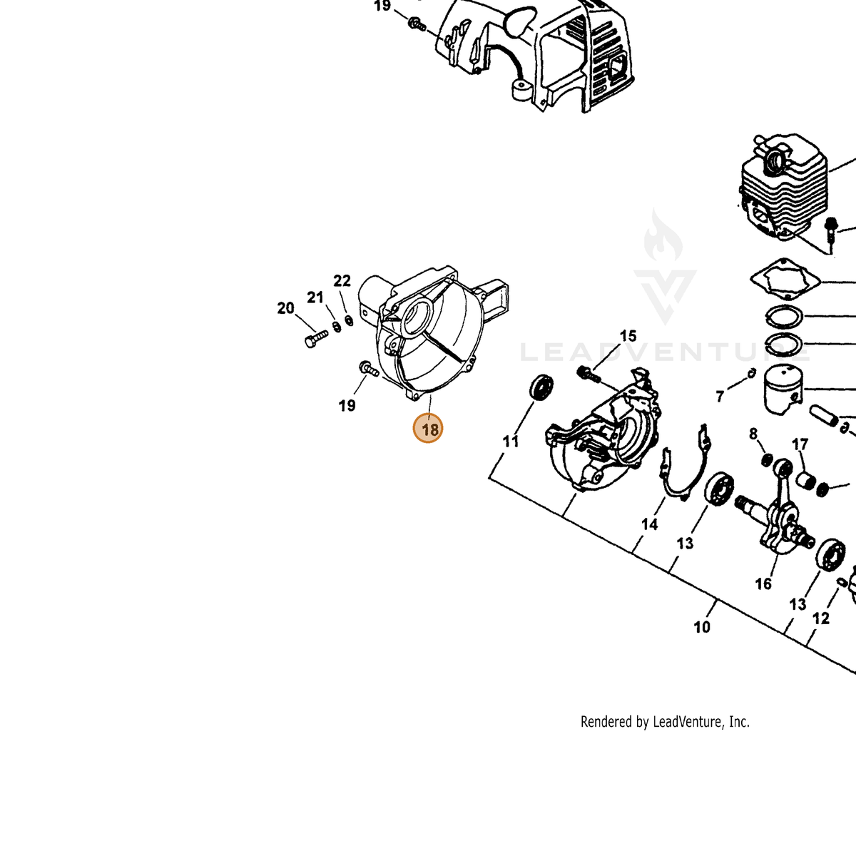 ECHO part 10151152730 — IPL diagram snippet (6x zoom, amber highlight)