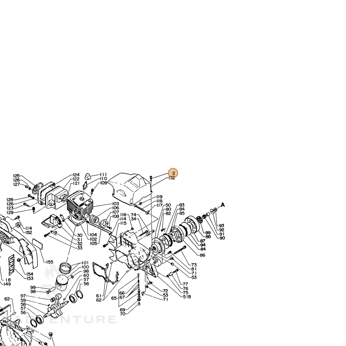 ECHO part 10151214730 — IPL diagram snippet (6x zoom, amber highlight)