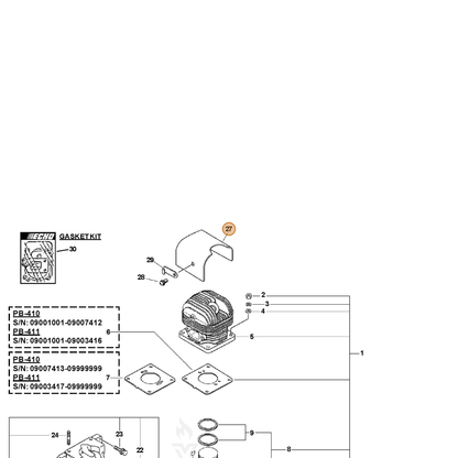 ECHO part 10151401110 — IPL diagram snippet (6x zoom, amber highlight)
