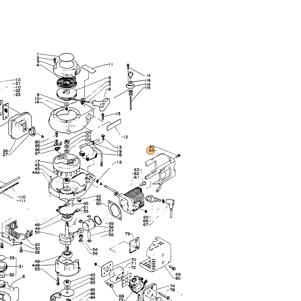 ECHO part 10151402960 — IPL diagram snippet (6x zoom, amber highlight)