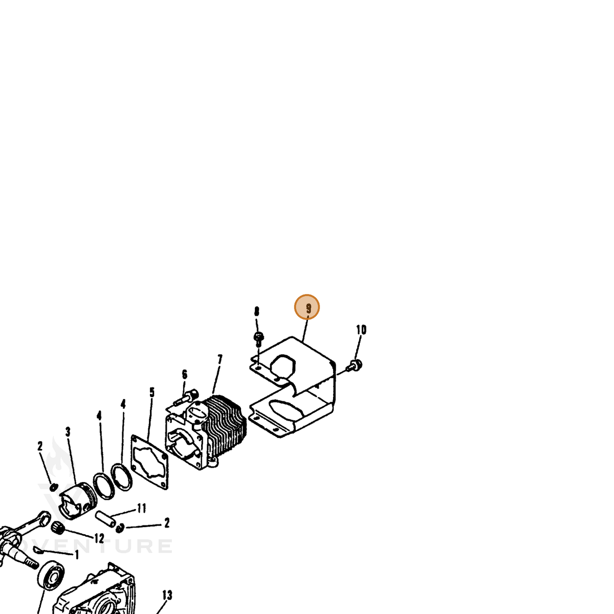 ECHO part 10151403360 — IPL diagram snippet (6x zoom, amber highlight)