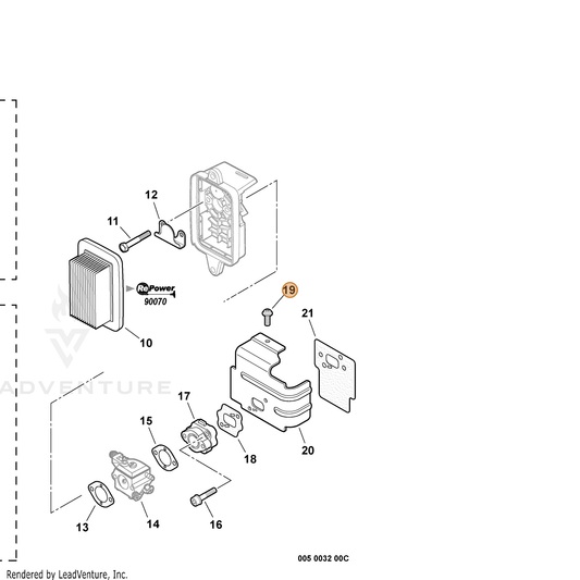 ECHO part 10151408260 — IPL diagram snippet (6x zoom, amber highlight)