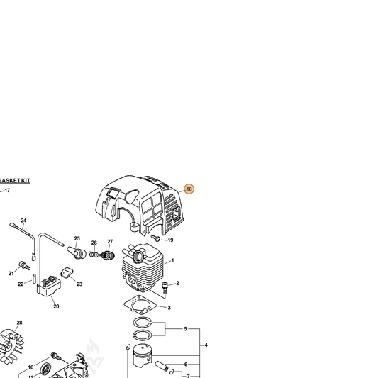 ECHO part 10151413211 — IPL diagram snippet (6x zoom, amber highlight)