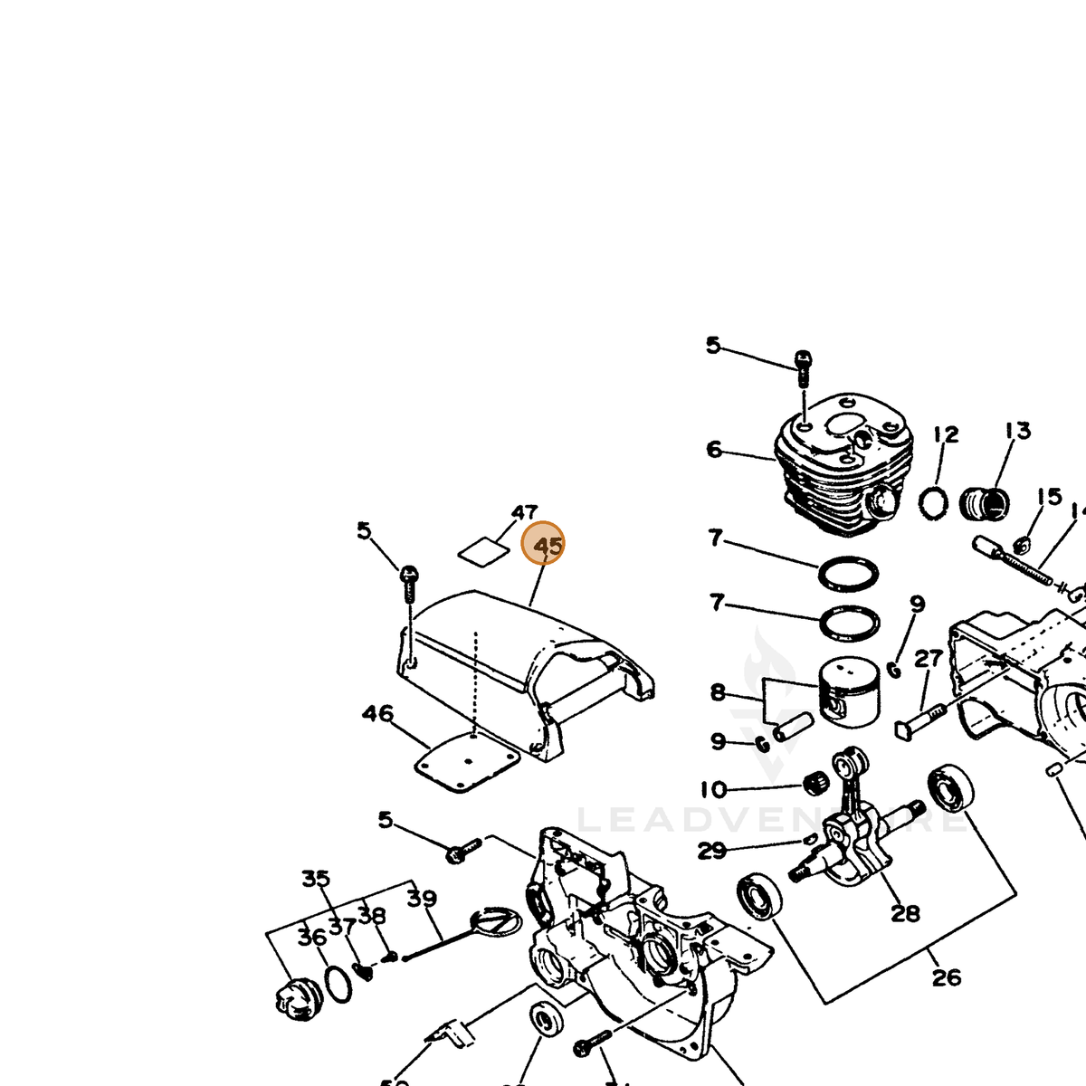 ECHO part 10151430130 — IPL diagram snippet (6x zoom, amber highlight)
