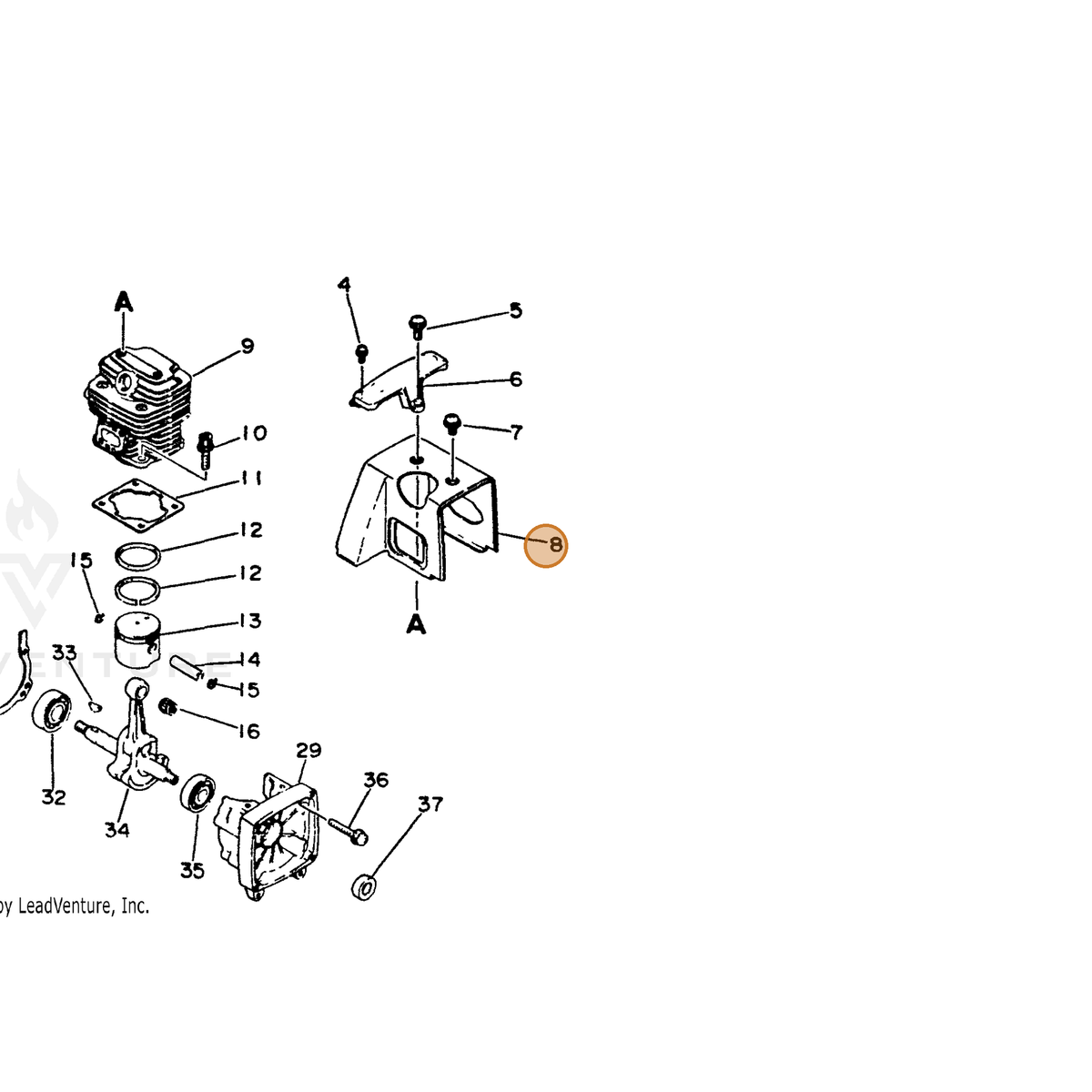ECHO part 10151441030 — IPL diagram snippet (6x zoom, amber highlight)