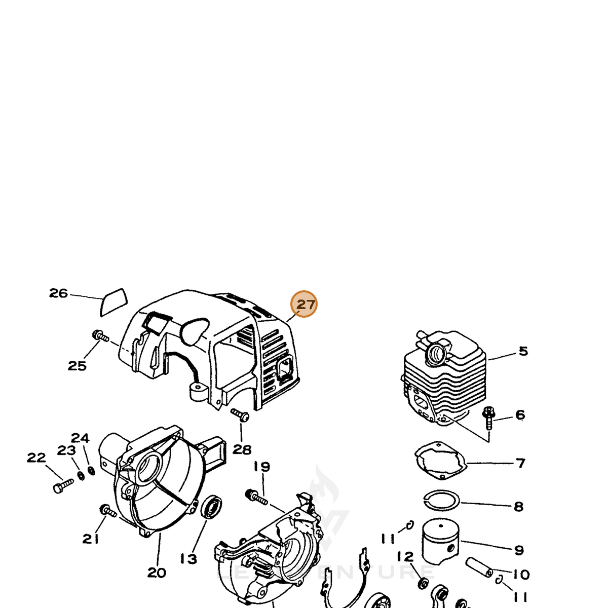 ECHO part 10151442031 — IPL diagram snippet (6x zoom, amber highlight)