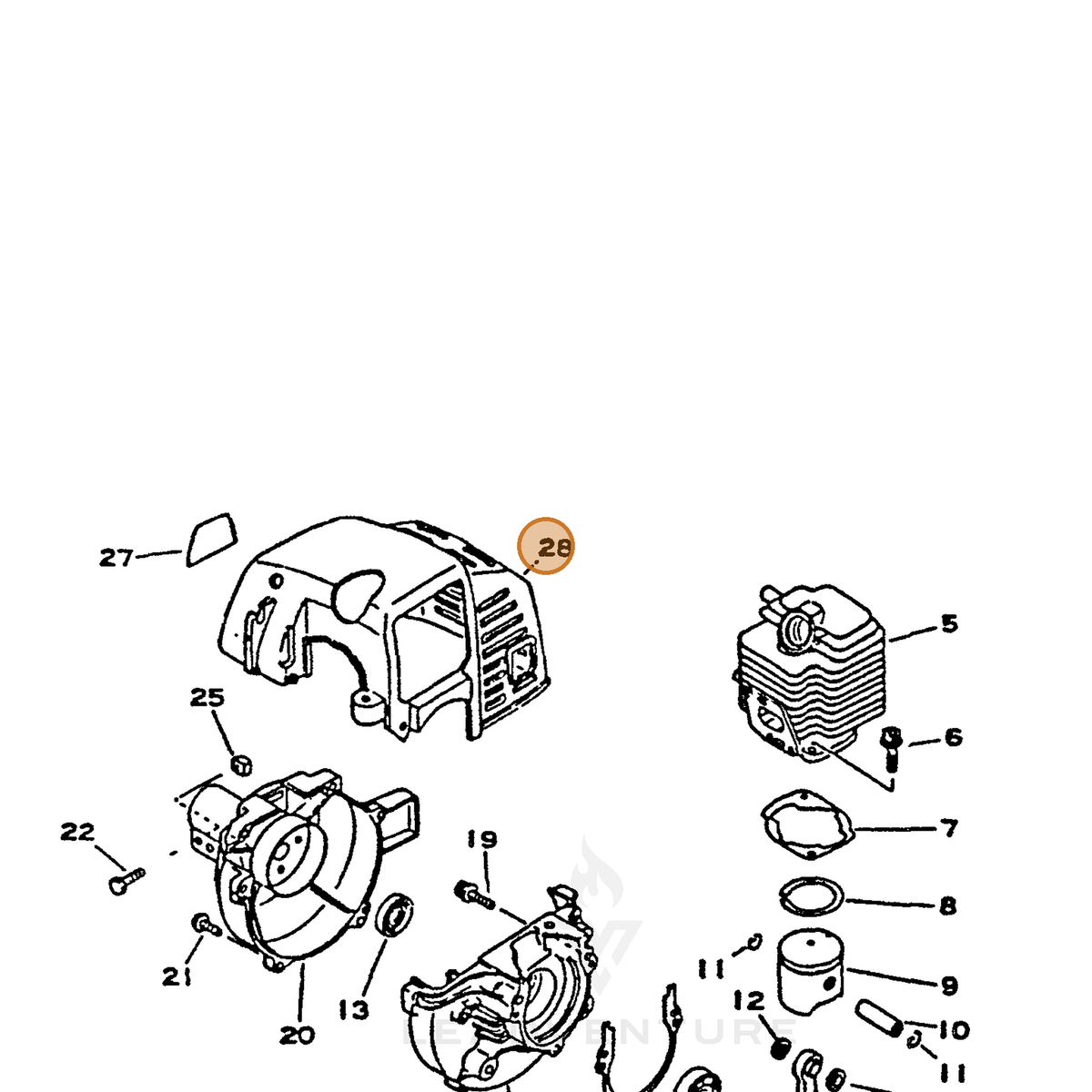 ECHO part 10151444330 — IPL diagram snippet (6x zoom, amber highlight)