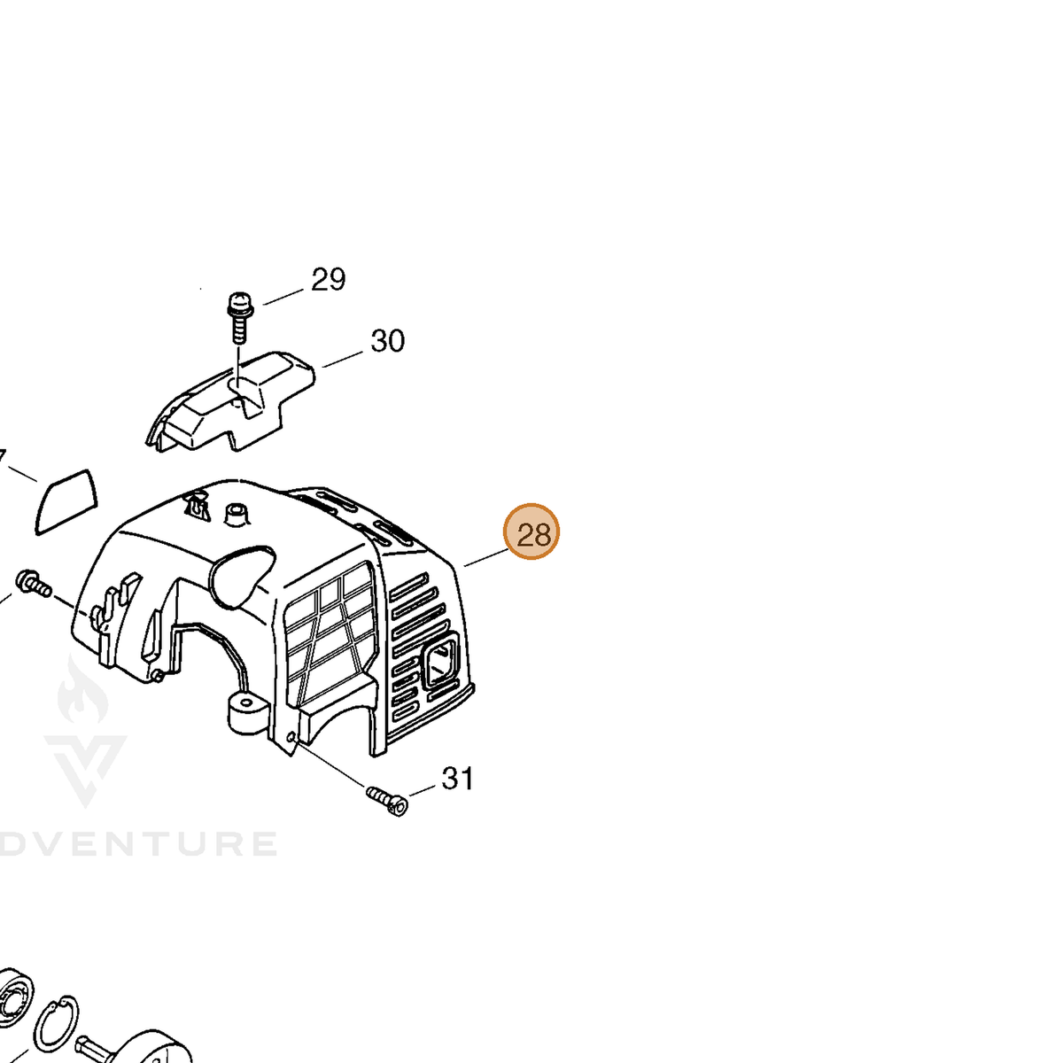 ECHO part 10151444531 — IPL diagram snippet (6x zoom, amber highlight)