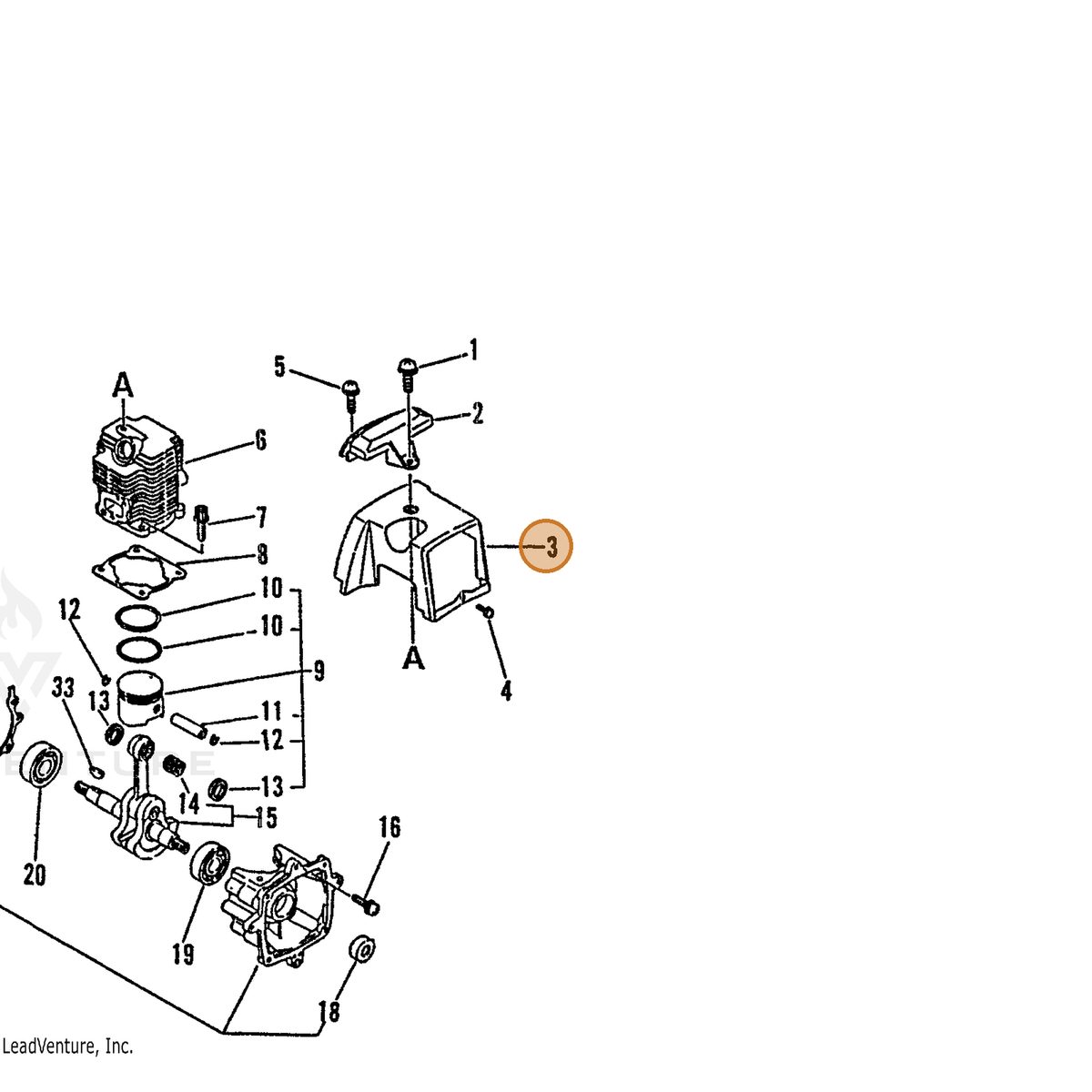 ECHO part 10151452330 — IPL diagram snippet (6x zoom, amber highlight)