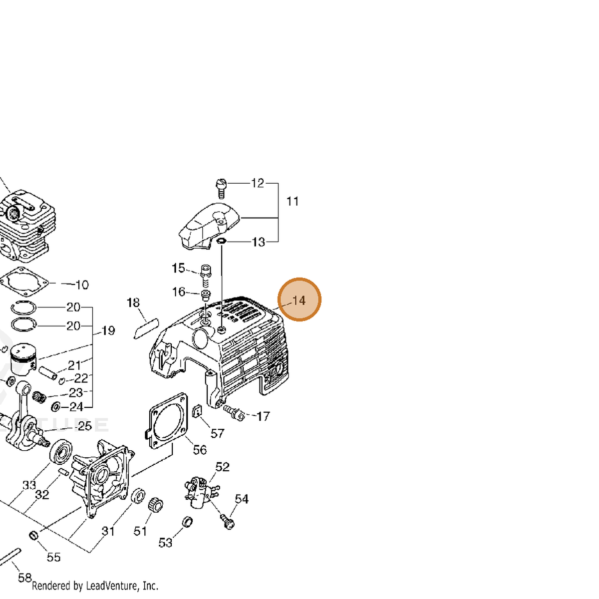 ECHO part 10151455630 — IPL diagram snippet (6x zoom, amber highlight)