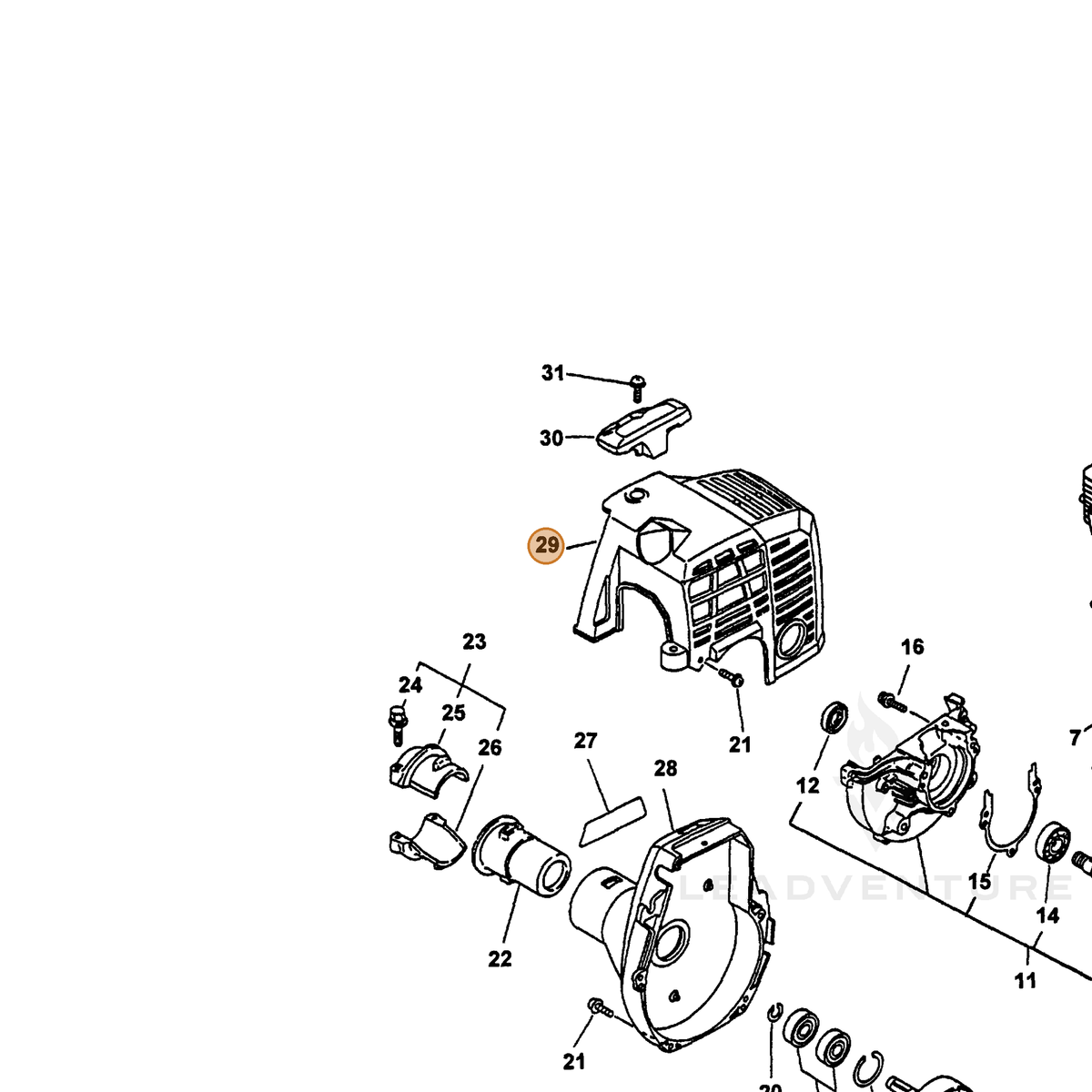 ECHO part 10151456030 — IPL diagram snippet (6x zoom, amber highlight)