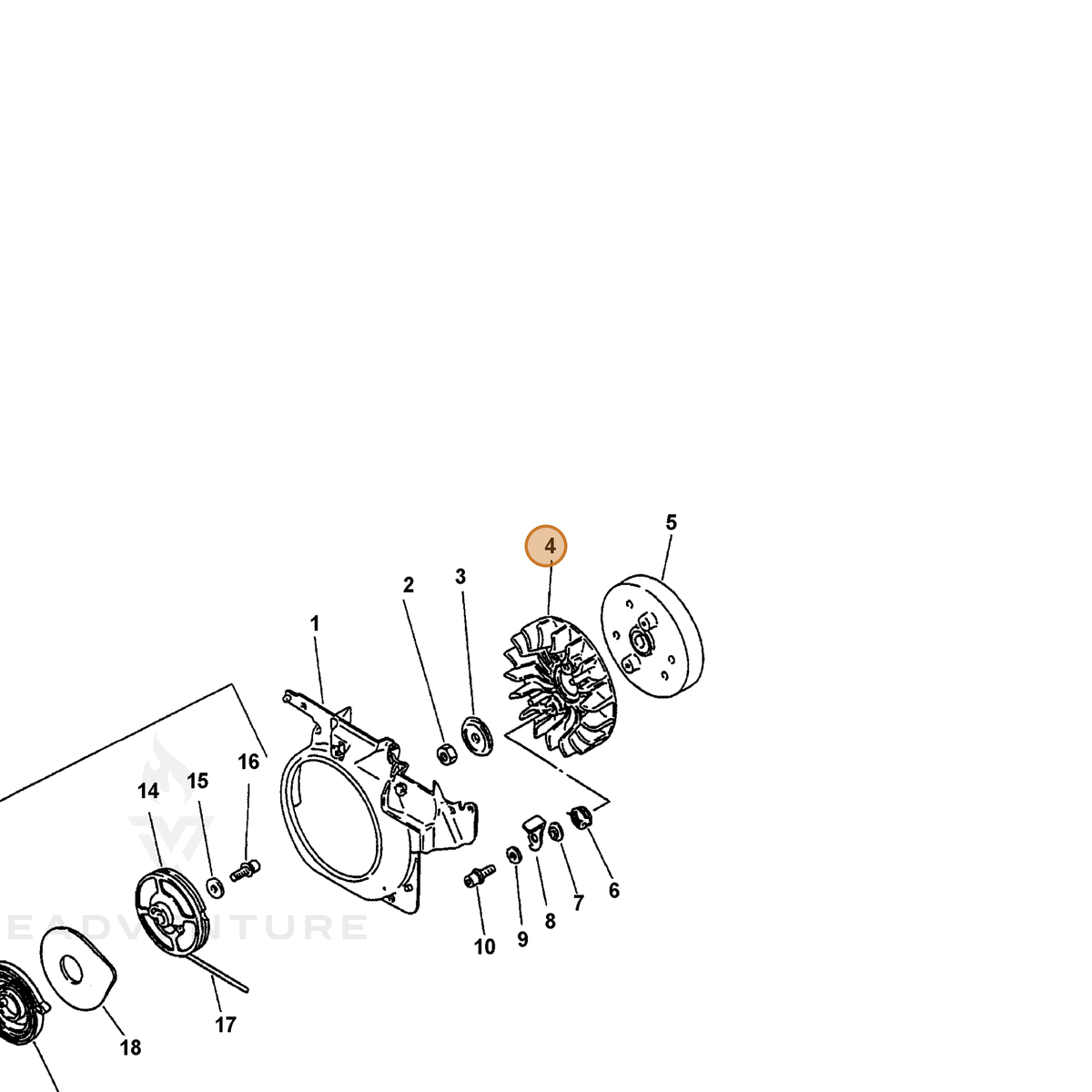 ECHO part 10152132330 — IPL diagram snippet (6x zoom, amber highlight)