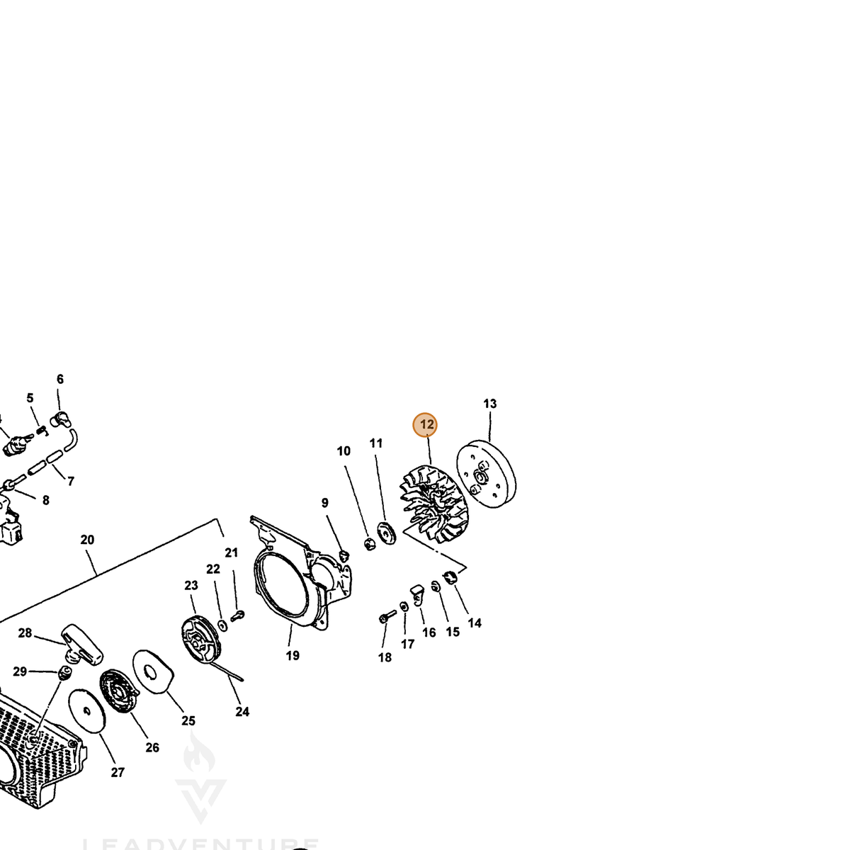 ECHO part 10152139730 — IPL diagram snippet (6x zoom, amber highlight)