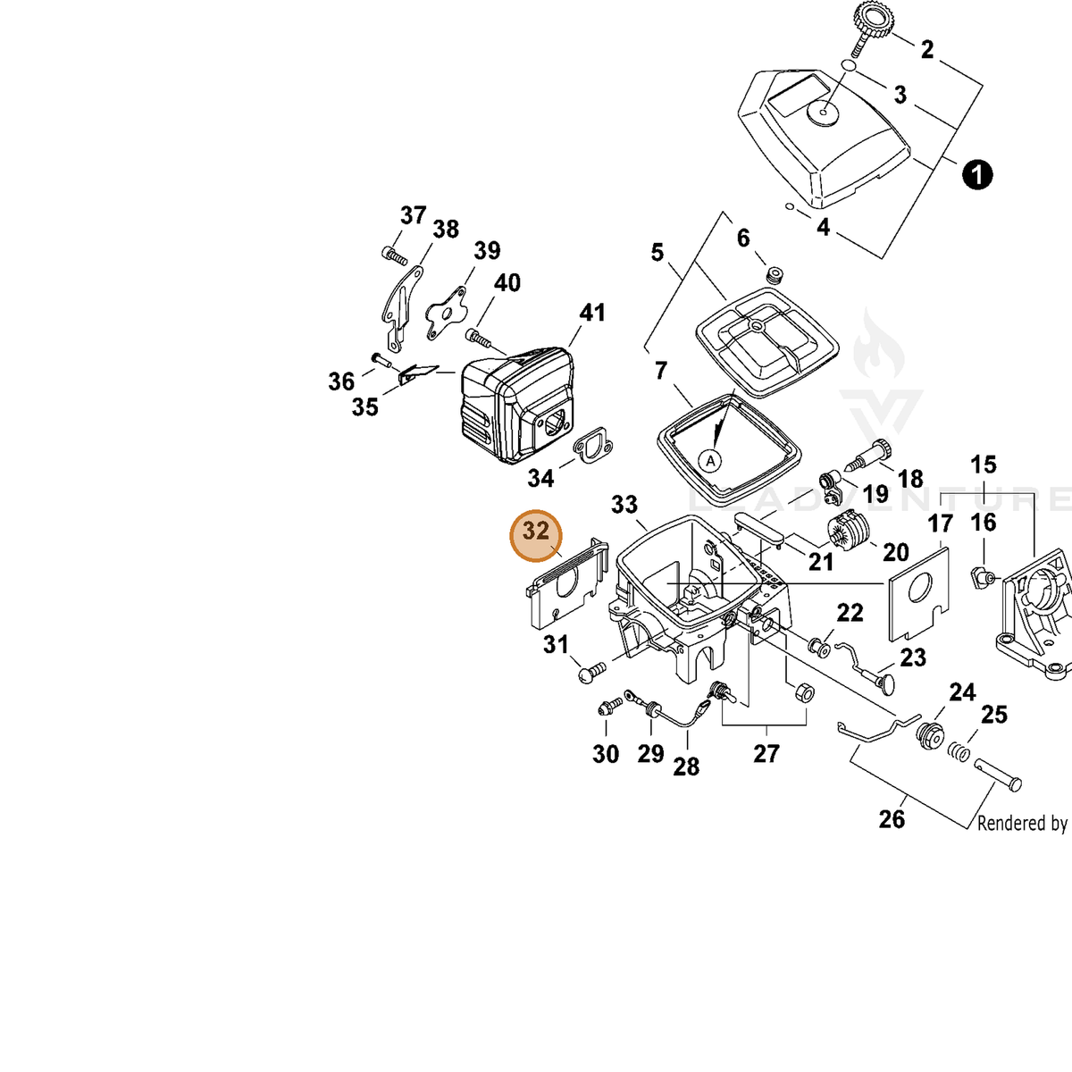 ECHO part 10152930830 — IPL diagram snippet (6x zoom, amber highlight)