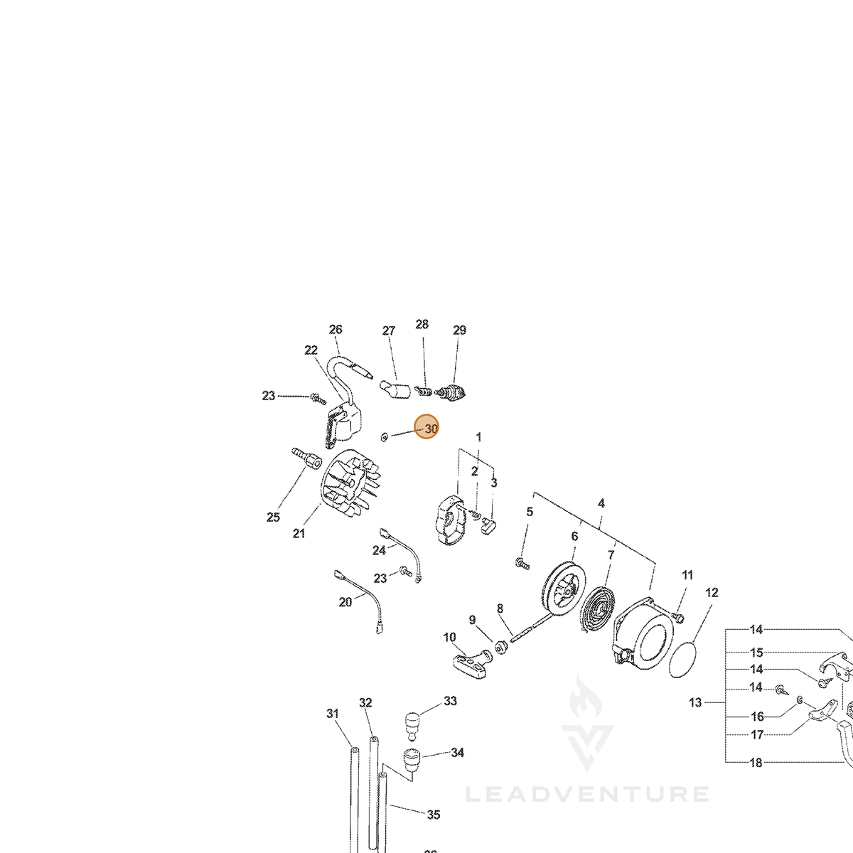 ECHO part 10153154330 — IPL diagram snippet (6x zoom, amber highlight)