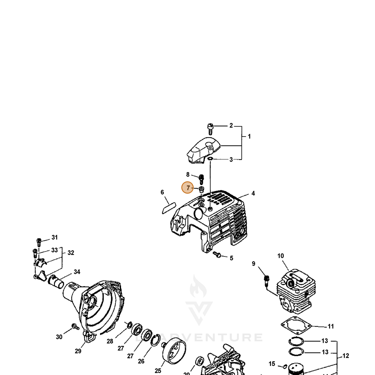 ECHO part 10153155230 — IPL diagram snippet (6x zoom, amber highlight)