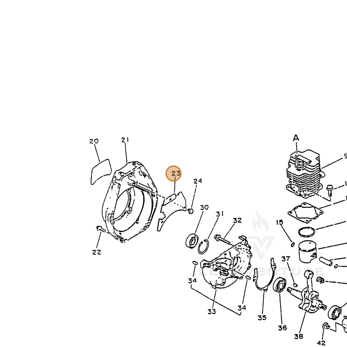 ECHO part 10153440630 — IPL diagram snippet (6x zoom, amber highlight)