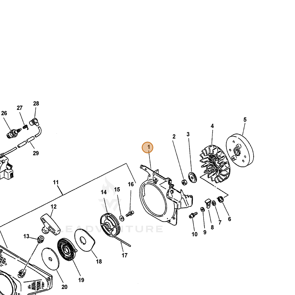 ECHO part 10153507061 — IPL diagram snippet (6x zoom, amber highlight)