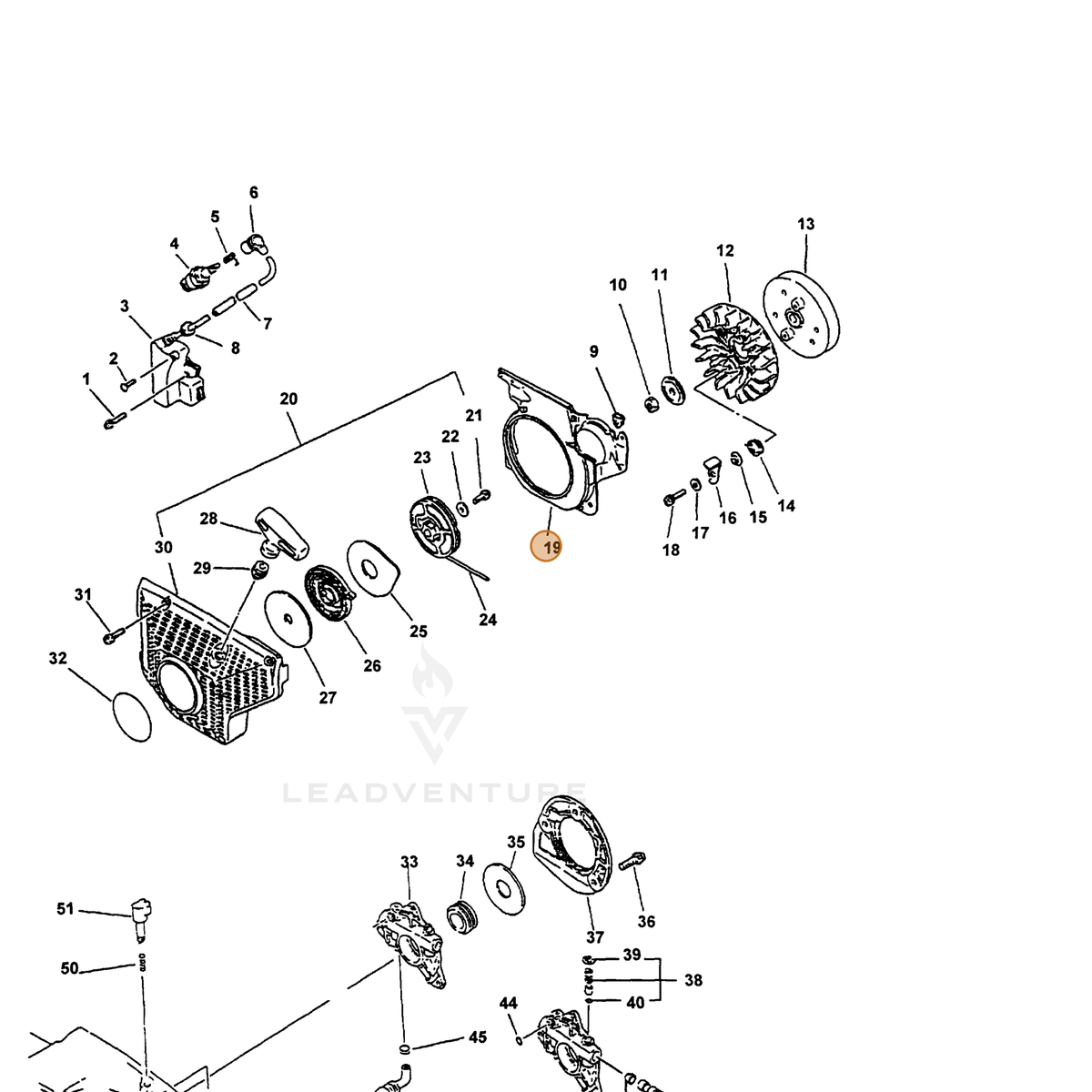ECHO part 10153539830 — IPL diagram snippet (6x zoom, amber highlight)