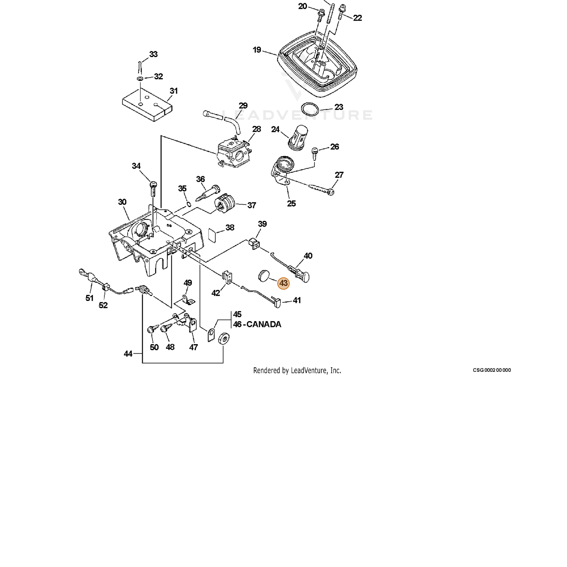 ECHO part 10157838431 — IPL diagram snippet (6x zoom, amber highlight)