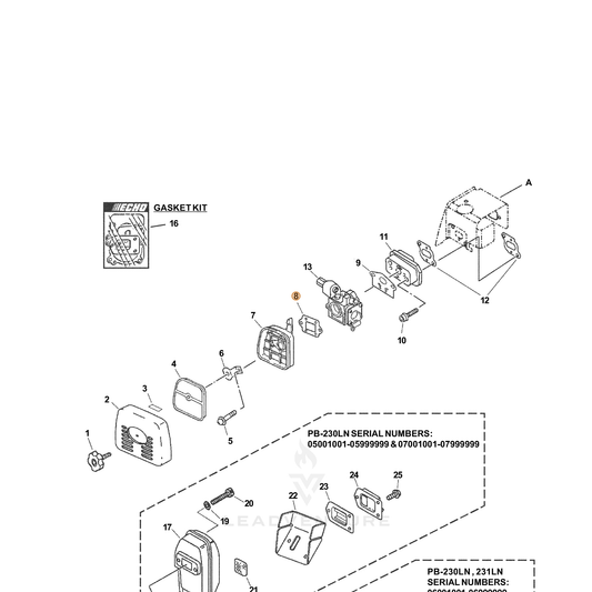 ECHO part 10158609660 — IPL diagram snippet (6x zoom, amber highlight)