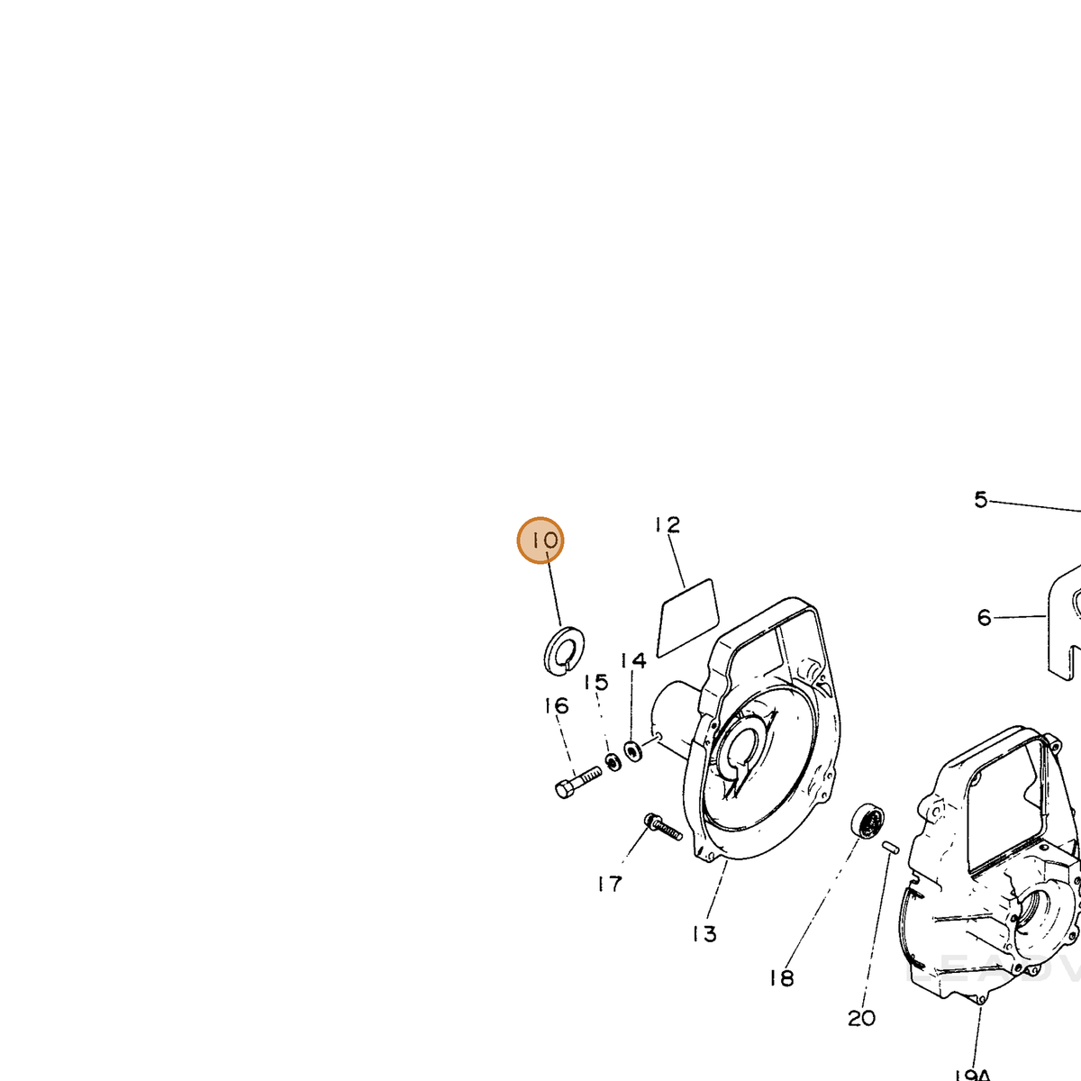 ECHO part 10158629130 — IPL diagram snippet (6x zoom, amber highlight)