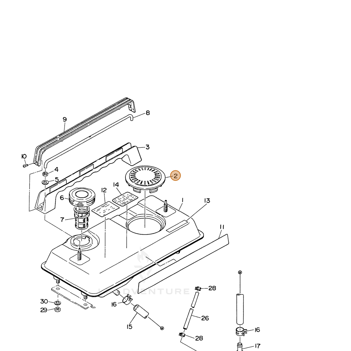 ECHO part 102276600103 — IPL diagram snippet (6x zoom, amber highlight)