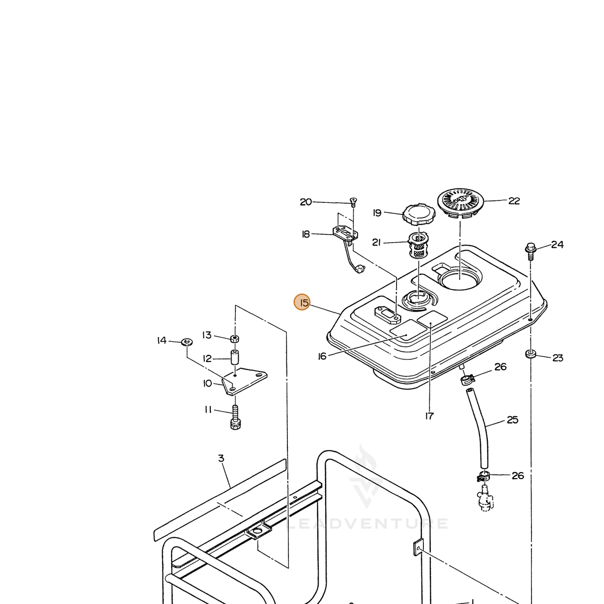 ECHO part 102346900501 — IPL diagram snippet (6x zoom, amber highlight)