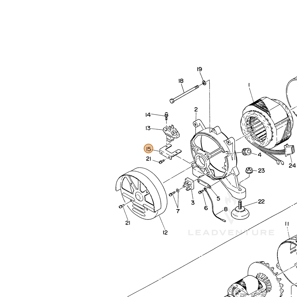 ECHO part 103502105208 — IPL diagram snippet (6x zoom, amber highlight)