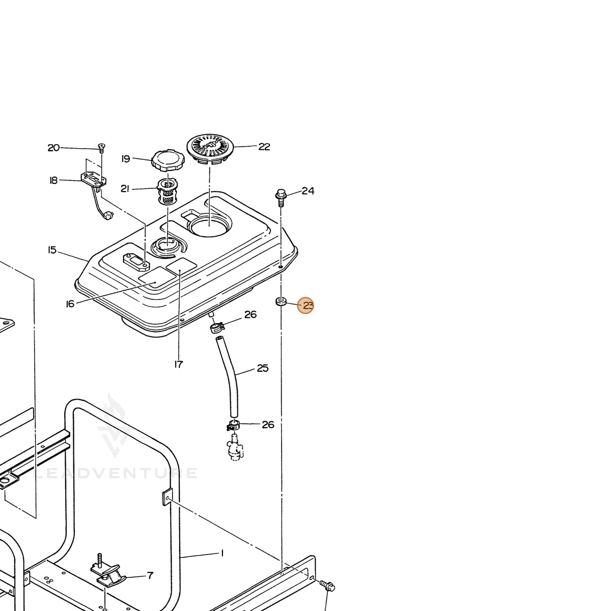 ECHO part 103525432708 — IPL diagram snippet (6x zoom, amber highlight)
