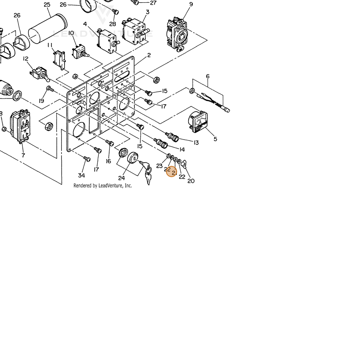 ECHO part 103534990208 — IPL diagram snippet (6x zoom, amber highlight)