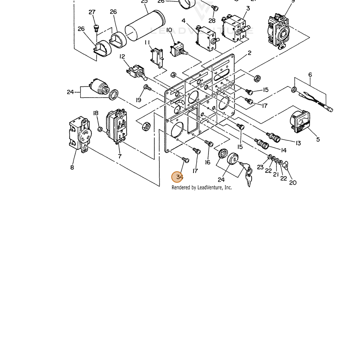 ECHO part 103534990408 — IPL diagram snippet (6x zoom, amber highlight)