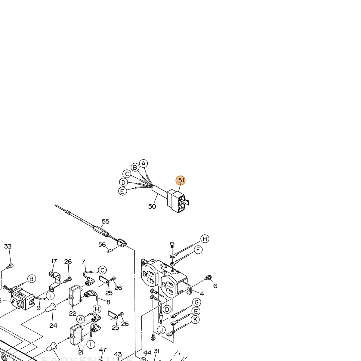 ECHO part 103582102108 — IPL diagram snippet (6x zoom, amber highlight)