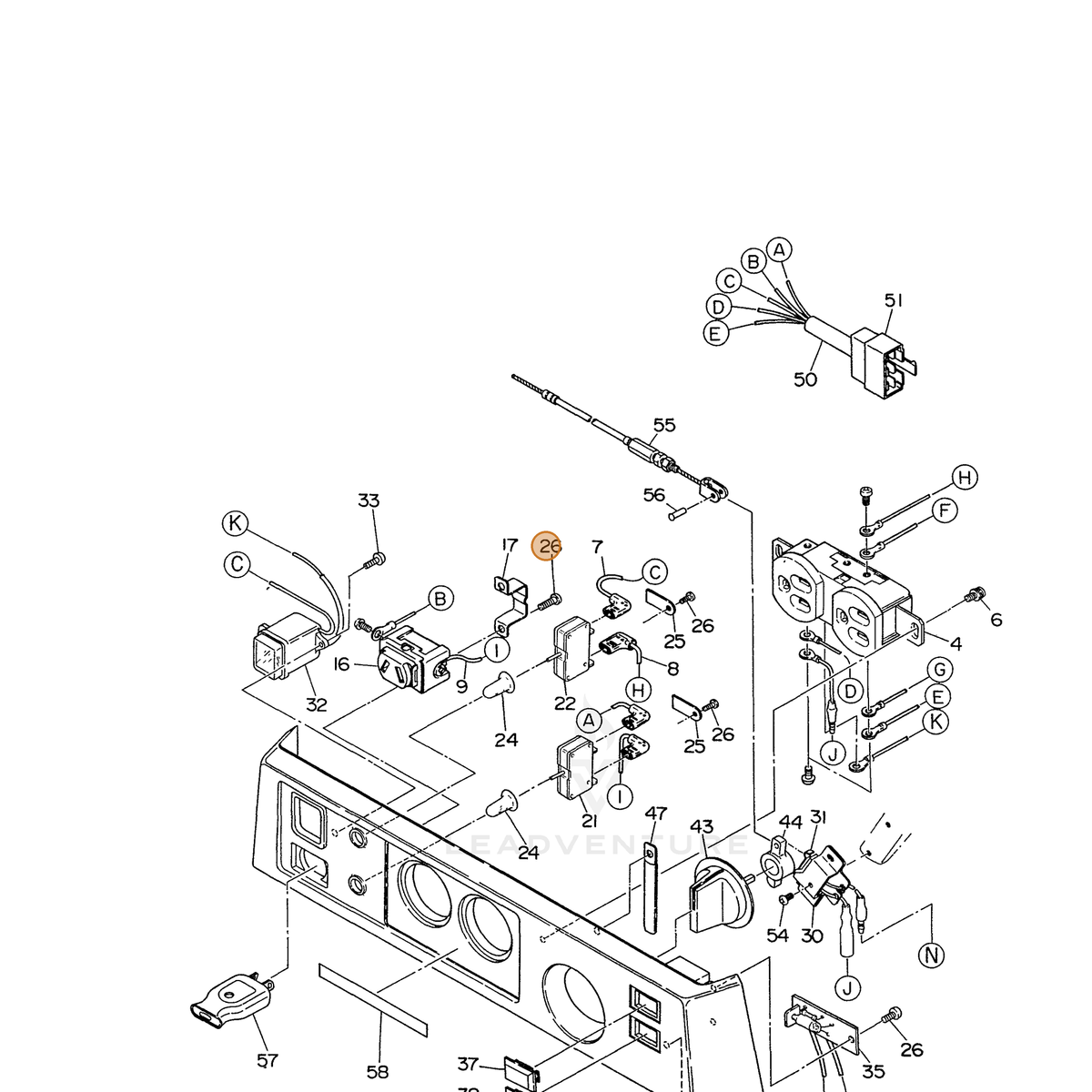 ECHO part 103584066008 — IPL diagram snippet (6x zoom, amber highlight)