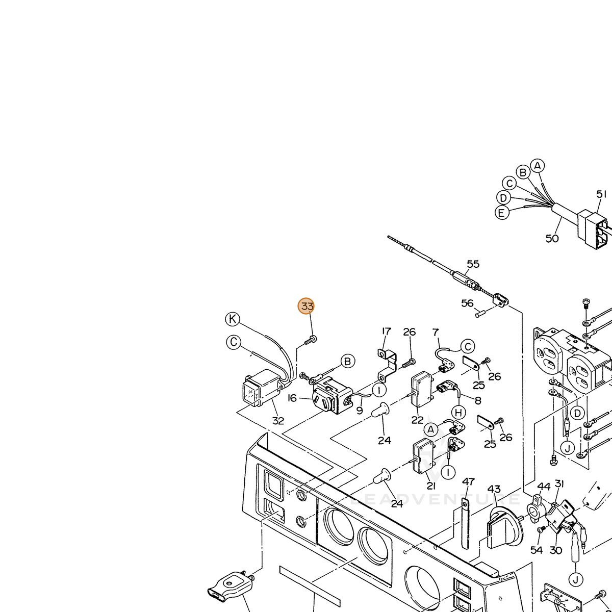 ECHO part 103584066108 — IPL diagram snippet (6x zoom, amber highlight)