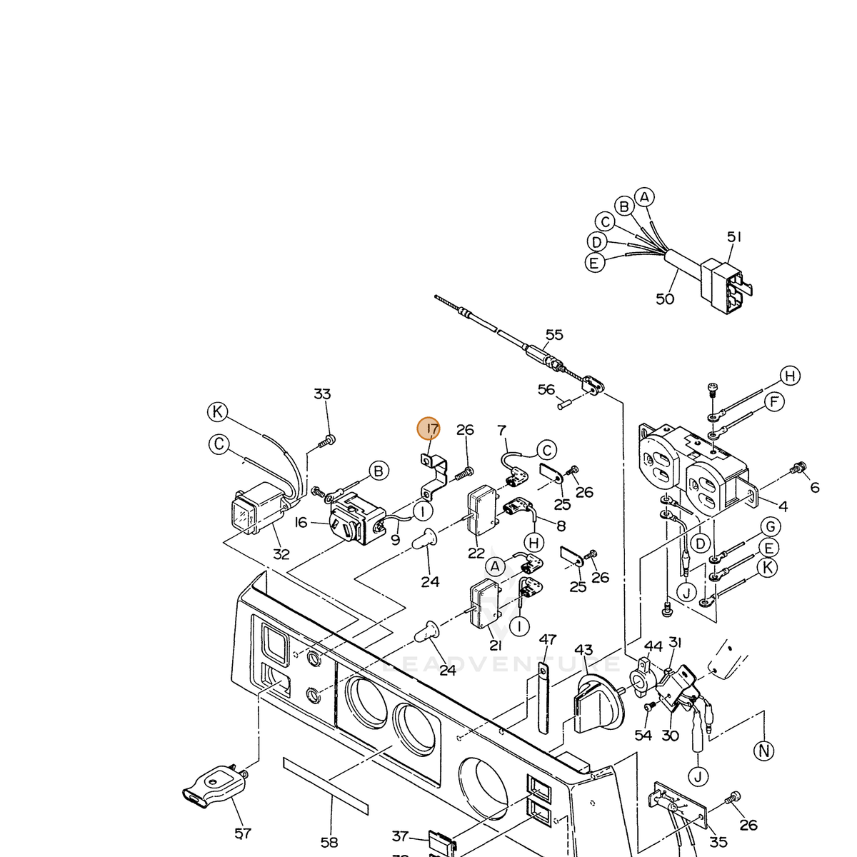 ECHO part 103584110608 — IPL diagram snippet (6x zoom, amber highlight)