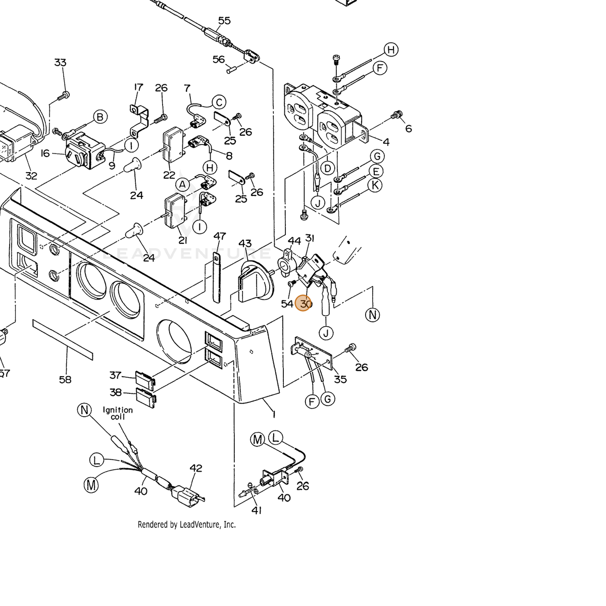 ECHO part 103584111008 — IPL diagram snippet (6x zoom, amber highlight)