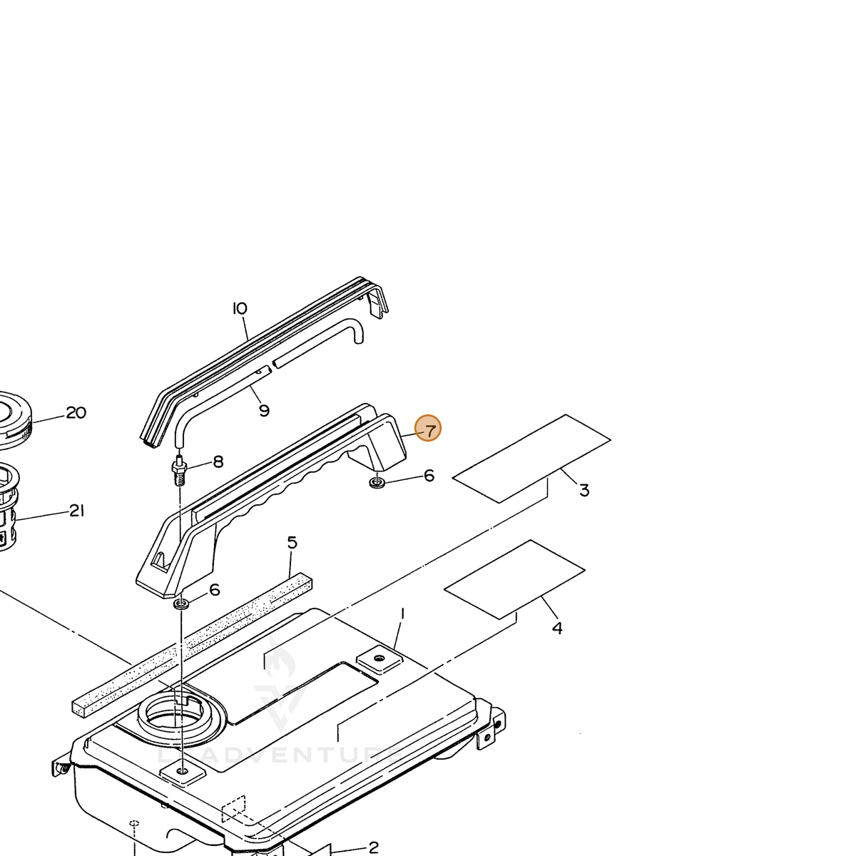 ECHO part 103586510121 — IPL diagram snippet (6x zoom, amber highlight)