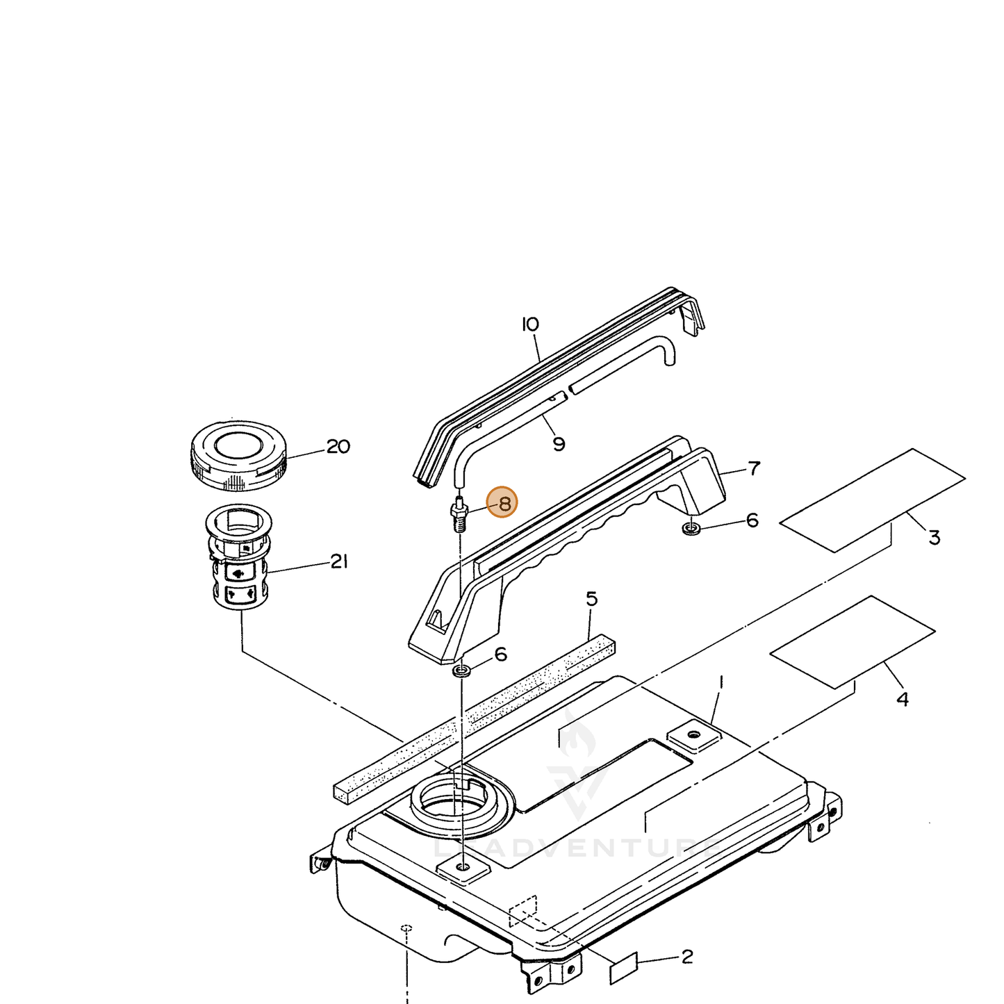 ECHO part 103586530211 — IPL diagram snippet (6x zoom, amber highlight)