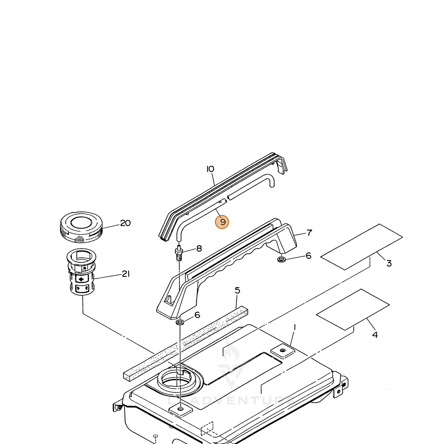 ECHO part 103586570103 — IPL diagram snippet (6x zoom, amber highlight)